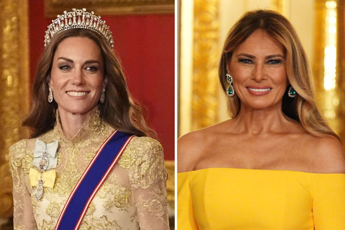 Jedna je Melanija! Državni banket na britanskom dvoru u senci jarko žute haljine golih ramena, Kejt nikad lepša