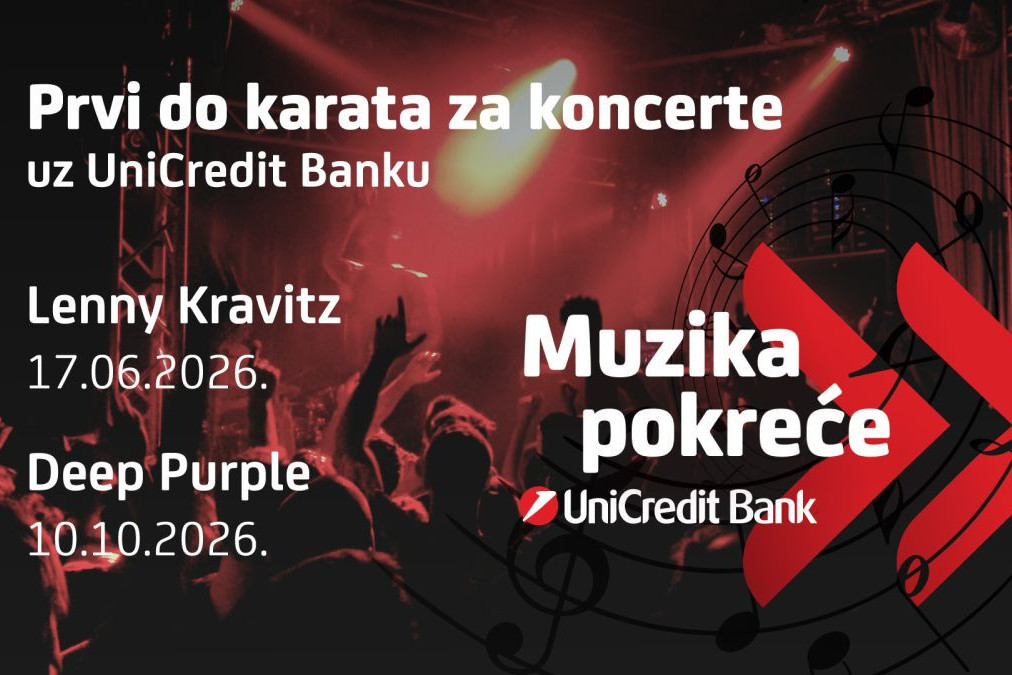 UniCredit Banka vam omogućava pristup ekskluzivnoj pretprodaji ulaznica za koncerte Deep Purple i Lenny-ja Kravitz-a