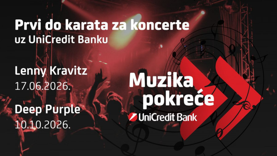 UniCredit Banka vam omogućava pristup ekskluzivnoj pretprodaji ulaznica za koncerte Deep Purple i Lenny-ja Kravitz-a
